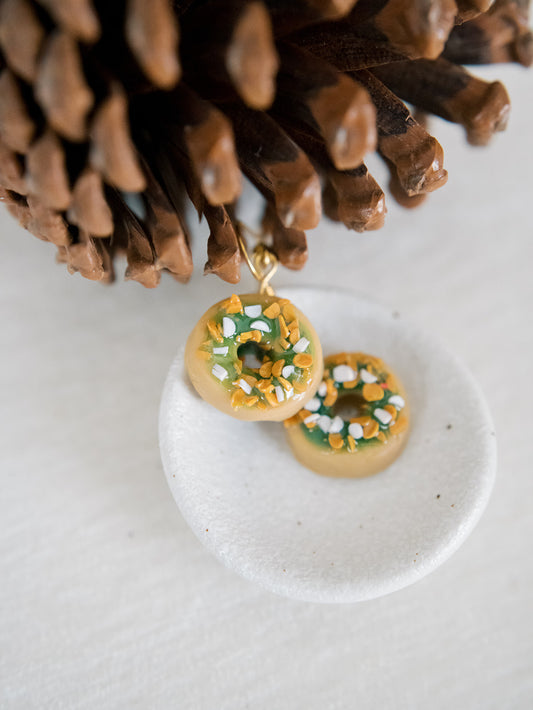 Holiday Wreath Donut Earrings