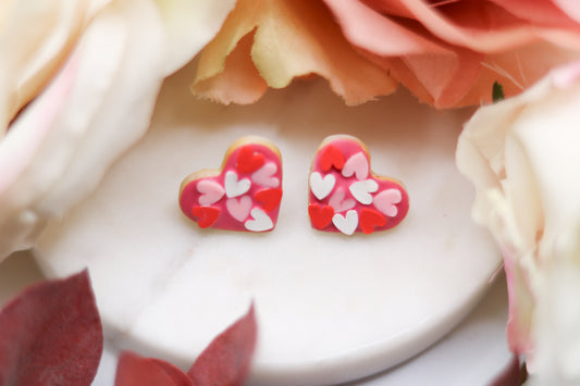 Heart Shaped Sprinkle Sugar Cookie Earrings