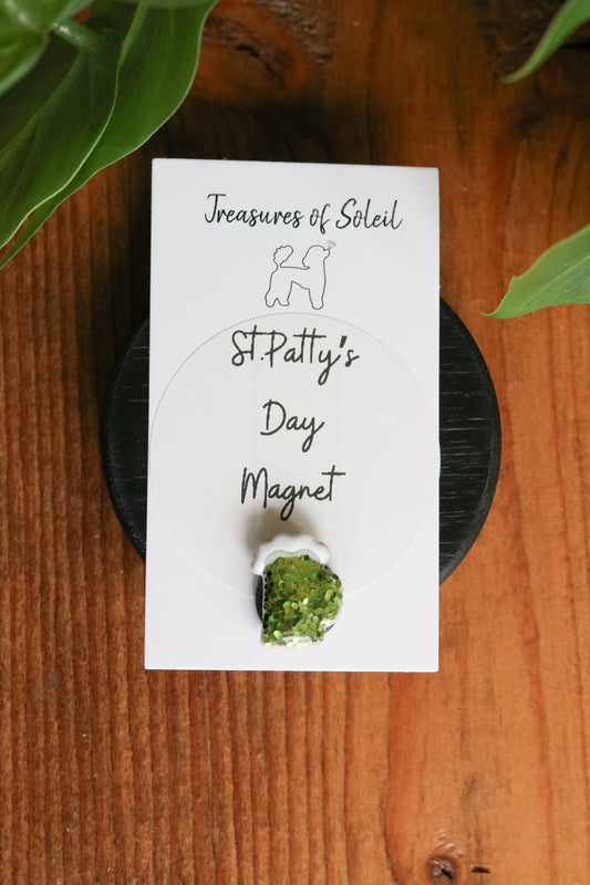 St. Patrick's Day Green Glitter Drink Magnet